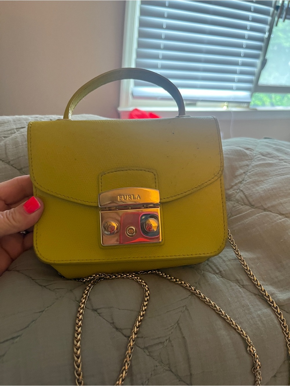 Furla Yellow Mini Top Handle Crossbody